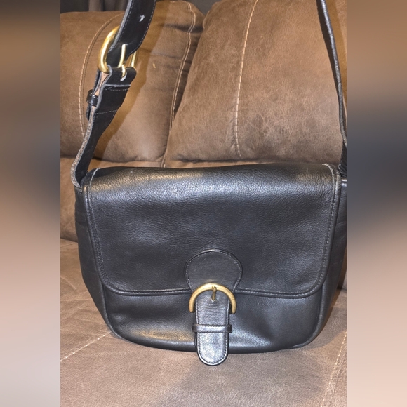 Authentic Rare Vintage Coach Black Genuine Leather Bedford Flap Shoulder Bag4164 - Picture 5 of 12